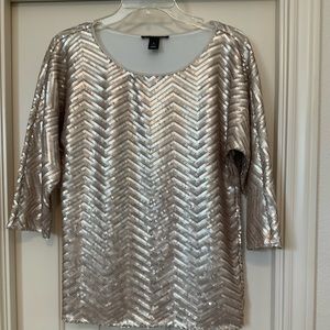 White House Black Market Gold/Silver Sequin Top - Small